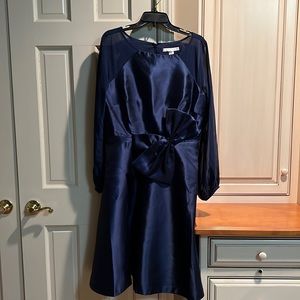 Kay Unger Navy Blue Satin Dress